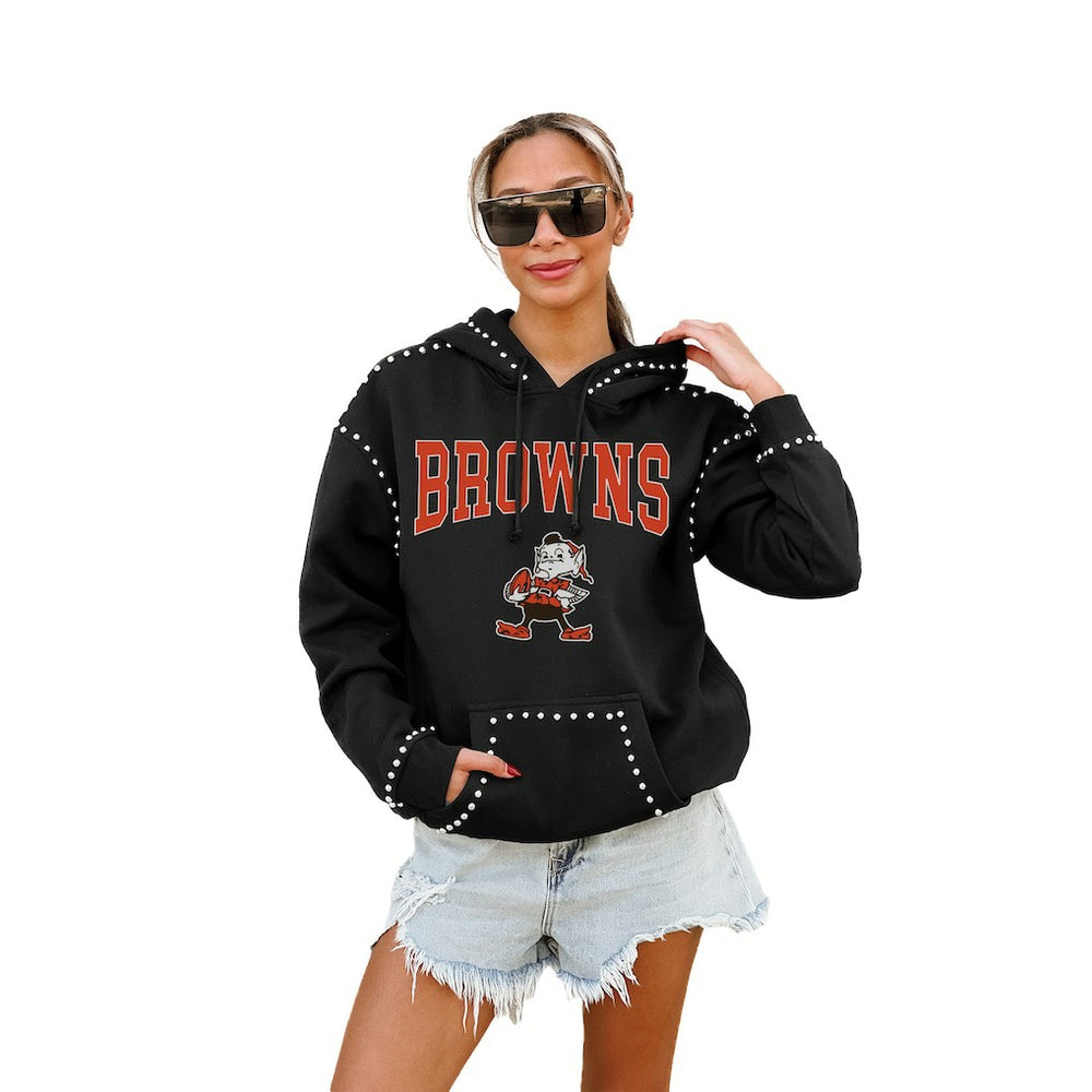 Cleveland Browns Gameday Couture Women's Studded Pullover Hoodie Black