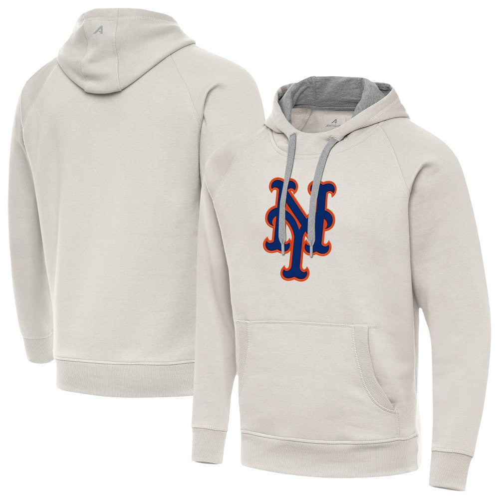 New York Mets Antigua Victory Pullover Hoodie - Cream - MLB Discount