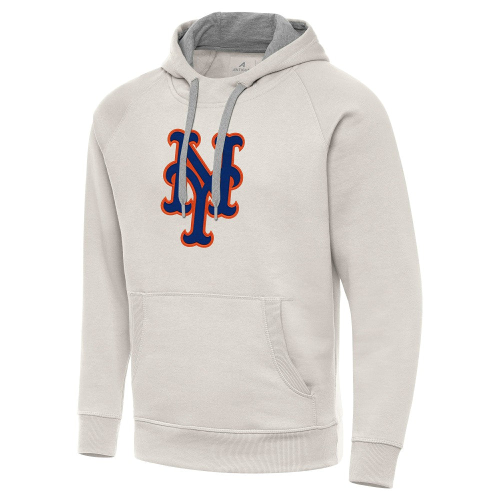 New York Mets Antigua Victory Pullover Hoodie - Cream - MLB Discount