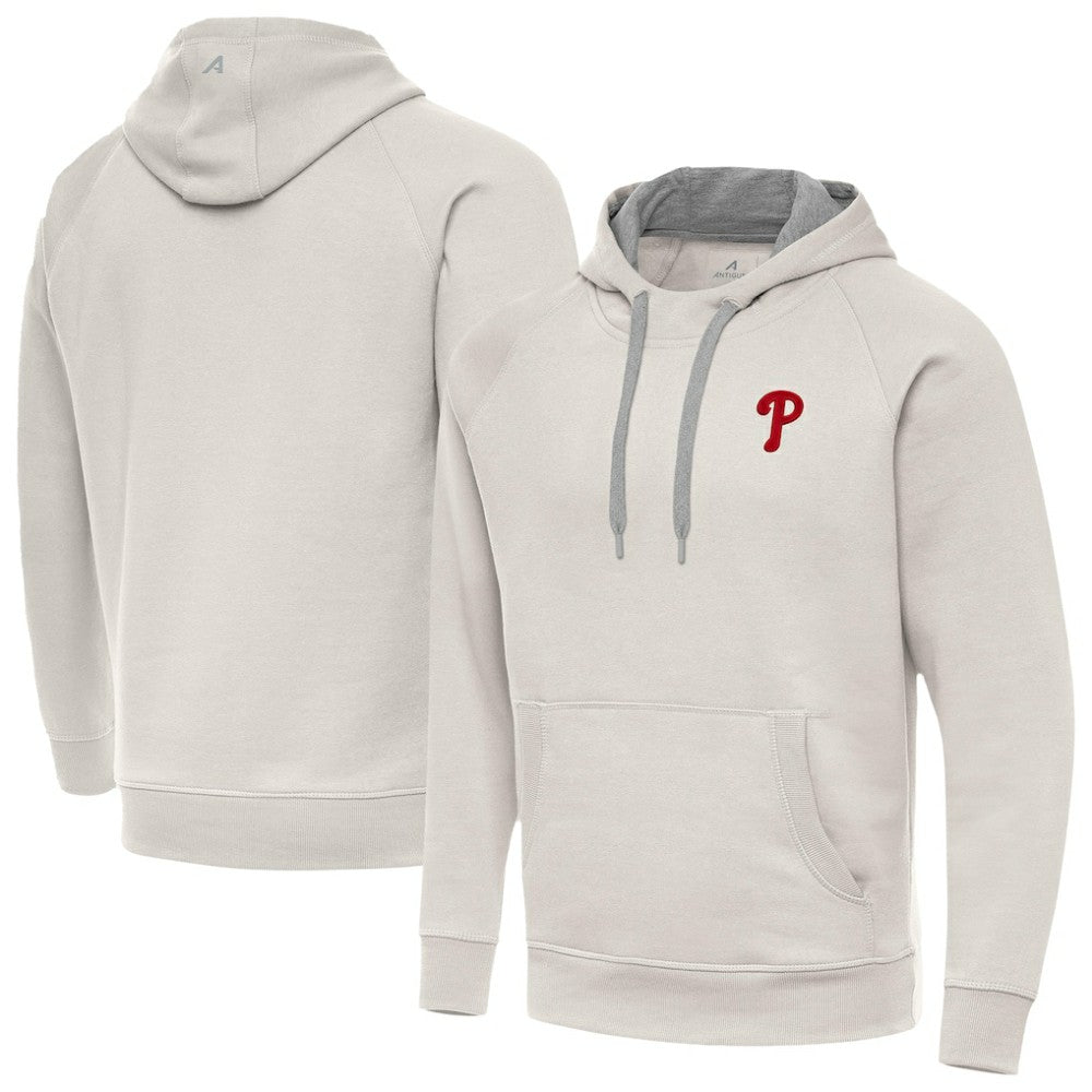 Philadelphia Phillies Antigua Victory Pullover Hoodie - Cream - MLB Lifestyle