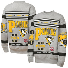 Pittsburgh Penguins Mitchell & Ness Youth Allover Print Fleece Crewneck Sweatshirt - Heather Gray - NHL 203328815
