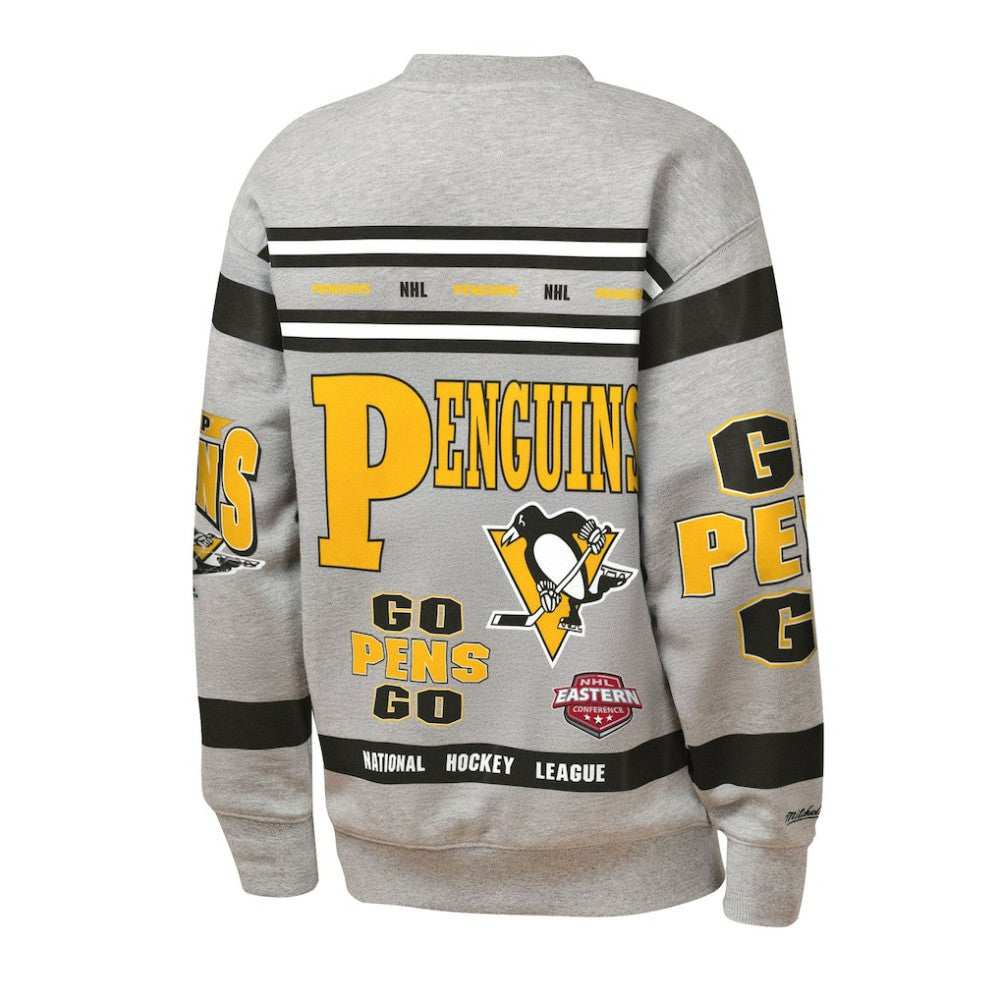 Pittsburgh Penguins Mitchell & Ness Youth Allover Print Fleece Crewneck Sweatshirt - Heather Gray - NHL 203328815