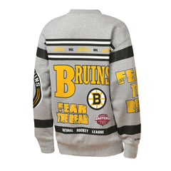 Boston Bruins Mitchell & Ness Youth Allover Print Fleece Crewneck Sweatshirt - Heather Gray - NHL 203328816