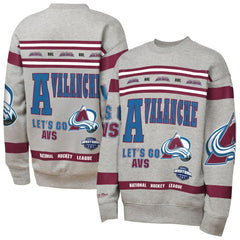 Colorado Avalanche Mitchell & Ness Youth Allover Print Fleece Crewneck Sweatshirt - Heather Gray - NHL 203328817