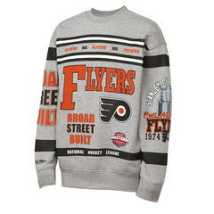 Philadelphia Flyers Mitchell & Ness Youth Allover Print Fleece Crewneck Sweatshirt - Heather Gray - NHL 203328820