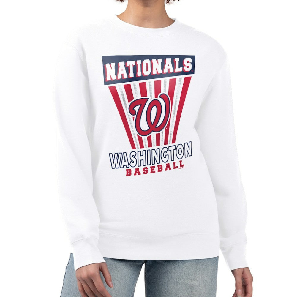 Washington Nationals Starter Women's Poster Print Team Fleece Pullover Sweatshirt - White - MLB Sale