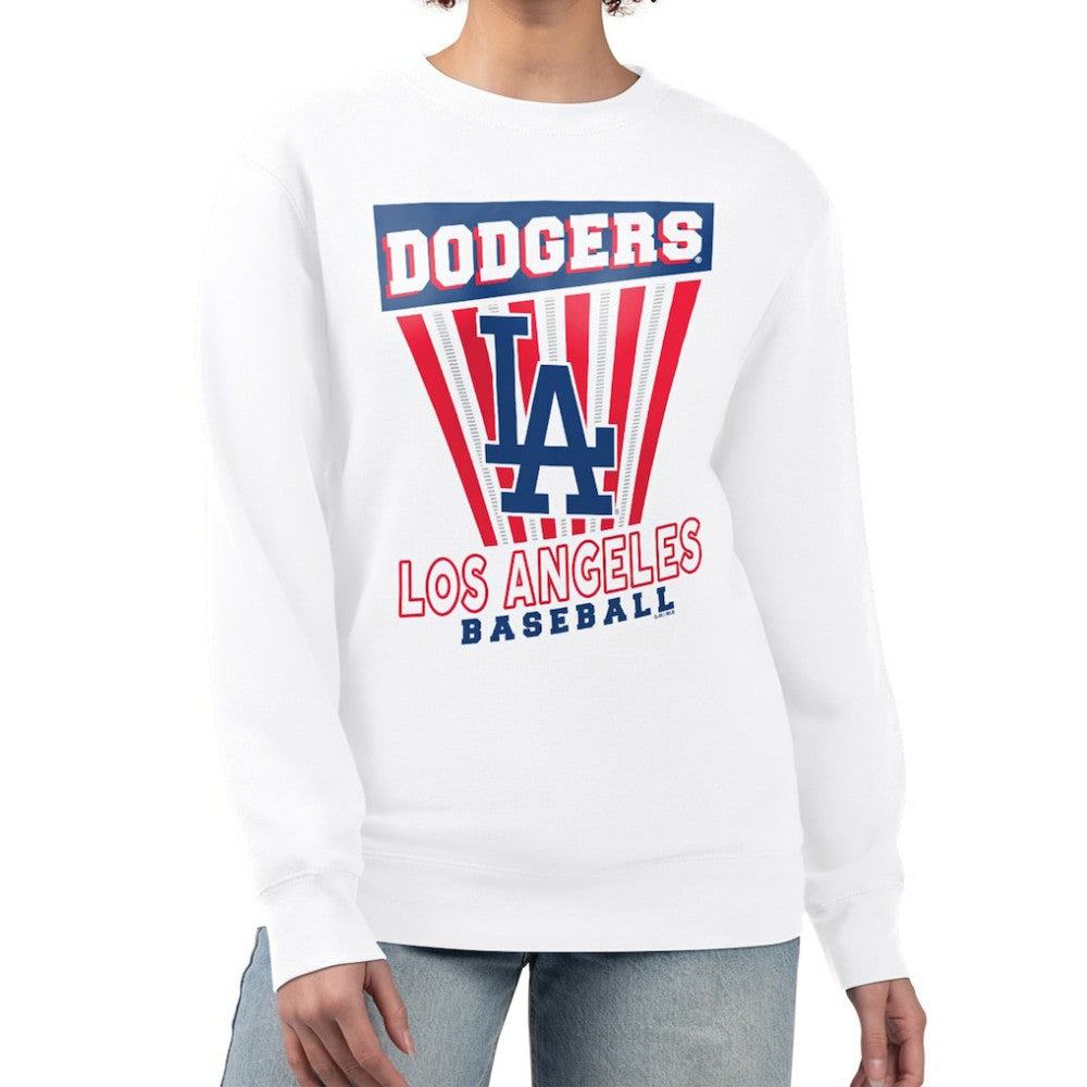 Los Angeles Dodgers Starter Women's Poster Print Team Fleece Pullover Sweatshirt - White - MLB on Sale