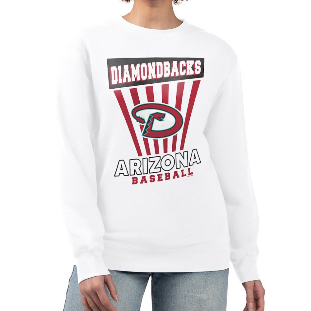 Arizona Diamondbacks Starter Women's Poster Print Team Fleece Pullover Sweatshirt - White - MLB Sale