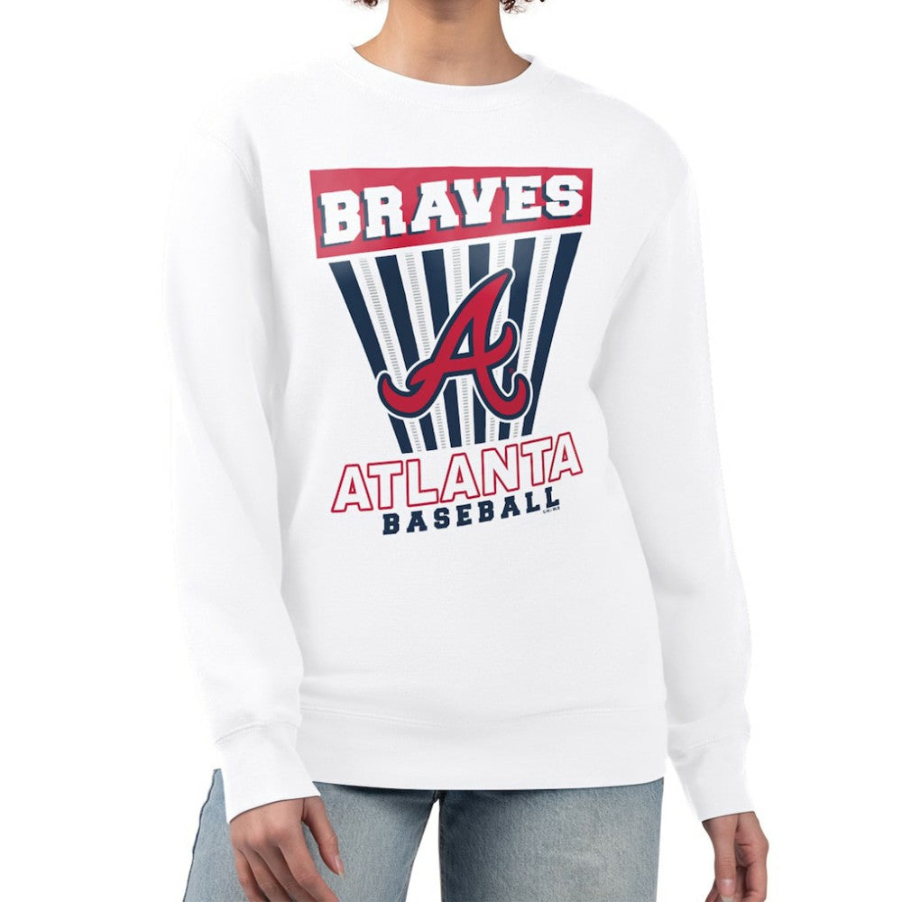 Atlanta Braves Starter Women's Poster Print Team Fleece Pullover Sweatshirt - White - MLB Online