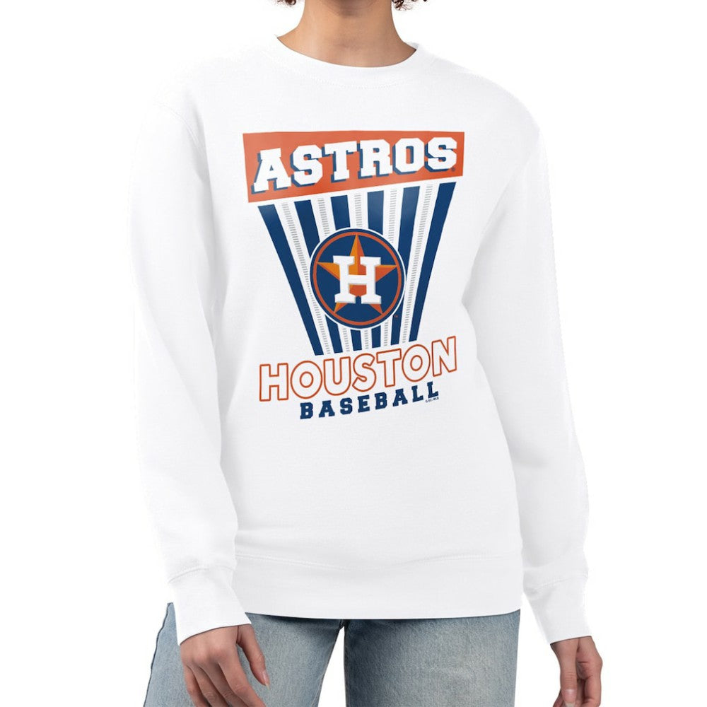 Houston Astros Starter Women's Poster Print Team Fleece Pullover Sweatshirt - White - MLB Discount