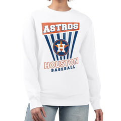 Houston Astros Starter Women's Poster Print Team Fleece Pullover Sweatshirt - White - MLB Discount