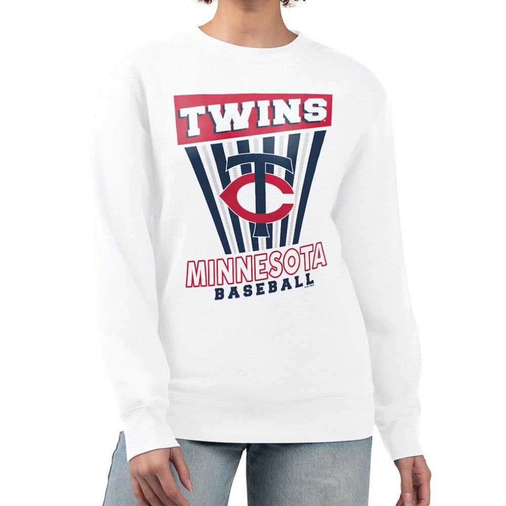 Minnesota Twins Starter Women's Poster Print Team Fleece Pullover Sweatshirt - White - MLB on Sale