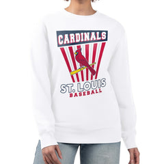 St. Louis Cardinals Starter Women's Poster Print Team Fleece Pullover Sweatshirt - White - MLB Discount