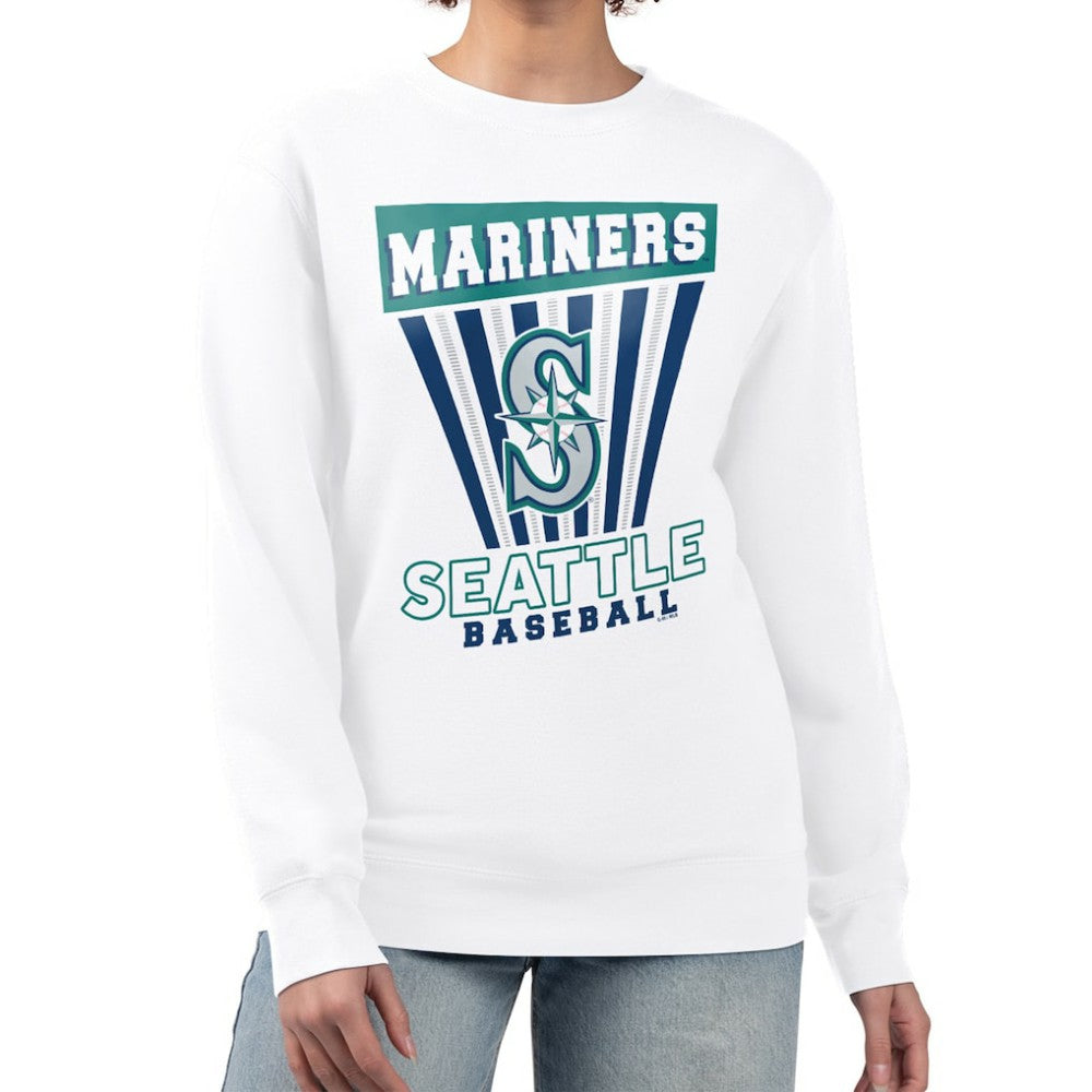 Seattle Mariners Starter Women's Poster Print Team Fleece Pullover Sweatshirt - White - MLB Lifestyle