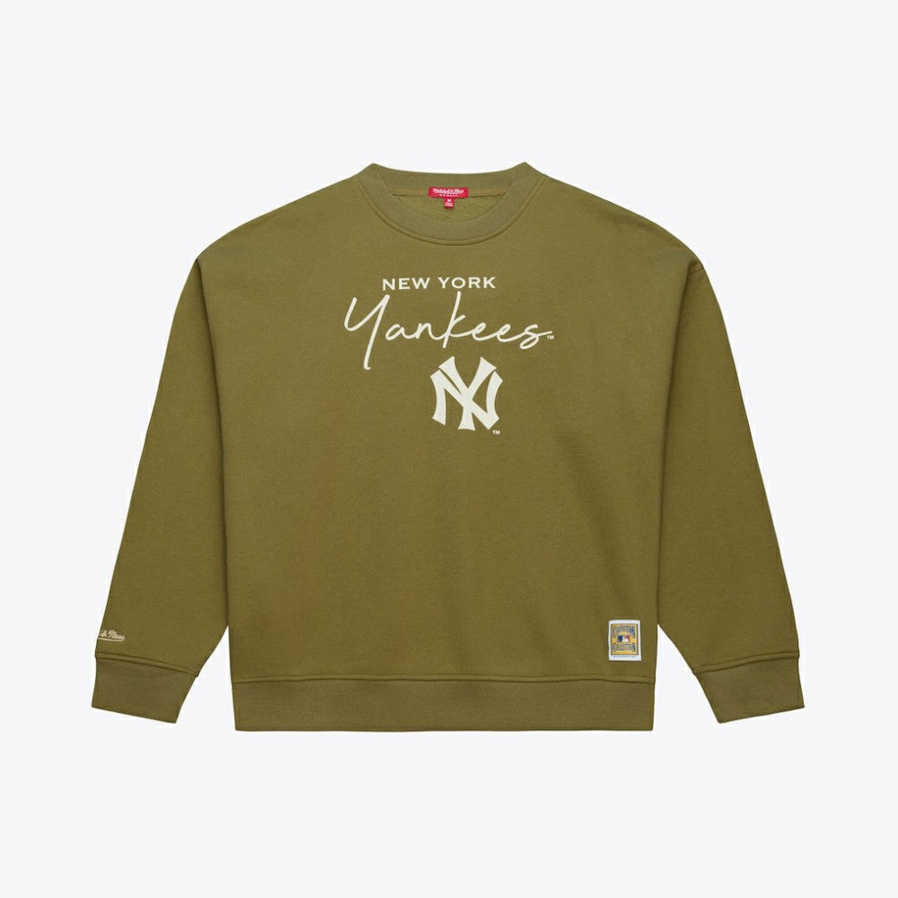 New York Yankees Mitchell & Ness Women's Cooperstown Collection Fleece Sweatshirt - Olive - Mitchell & Ness Sale