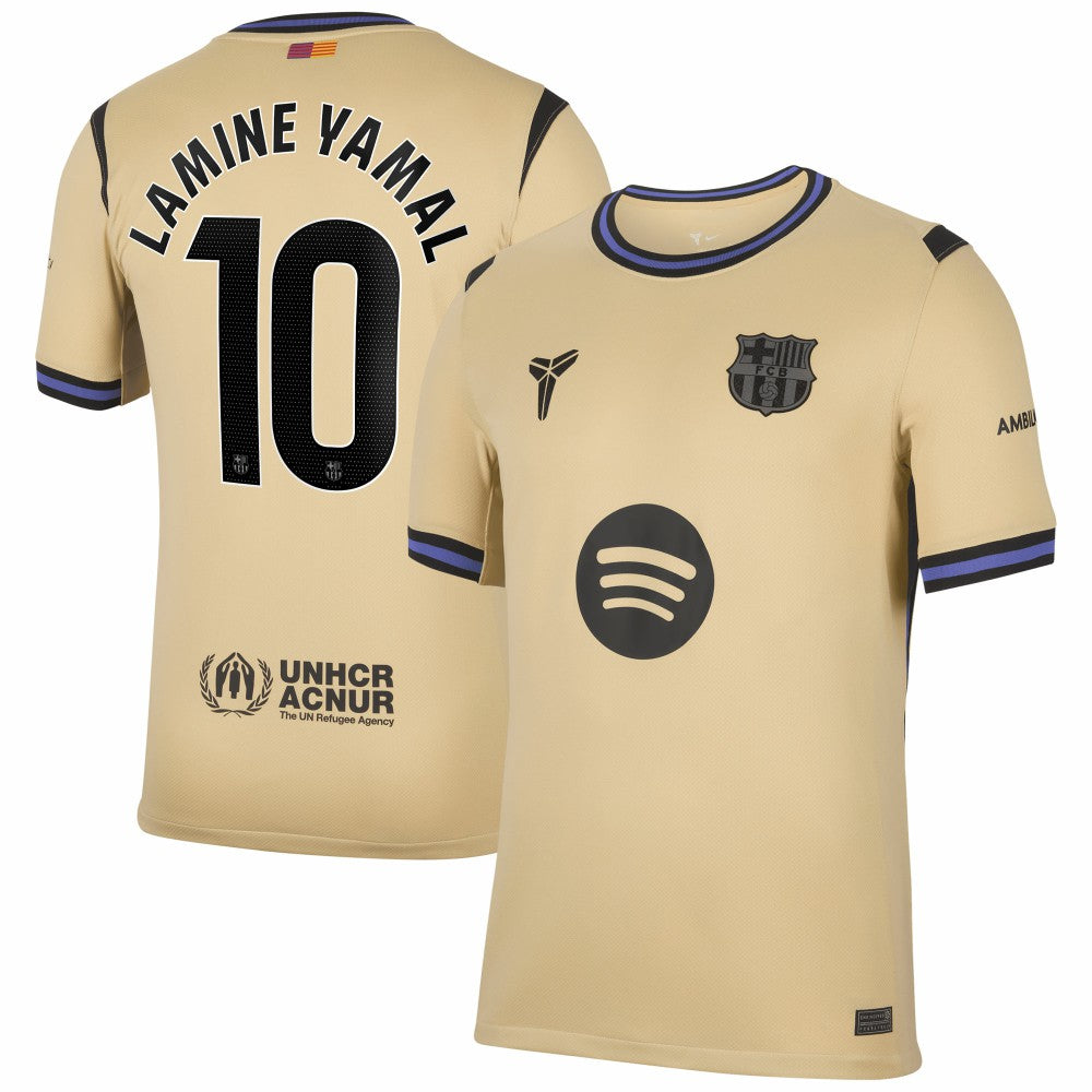 Lamine Yamal Barcelona 2025/26 Away Stadium Replica Jersey Gold - Nike outlet