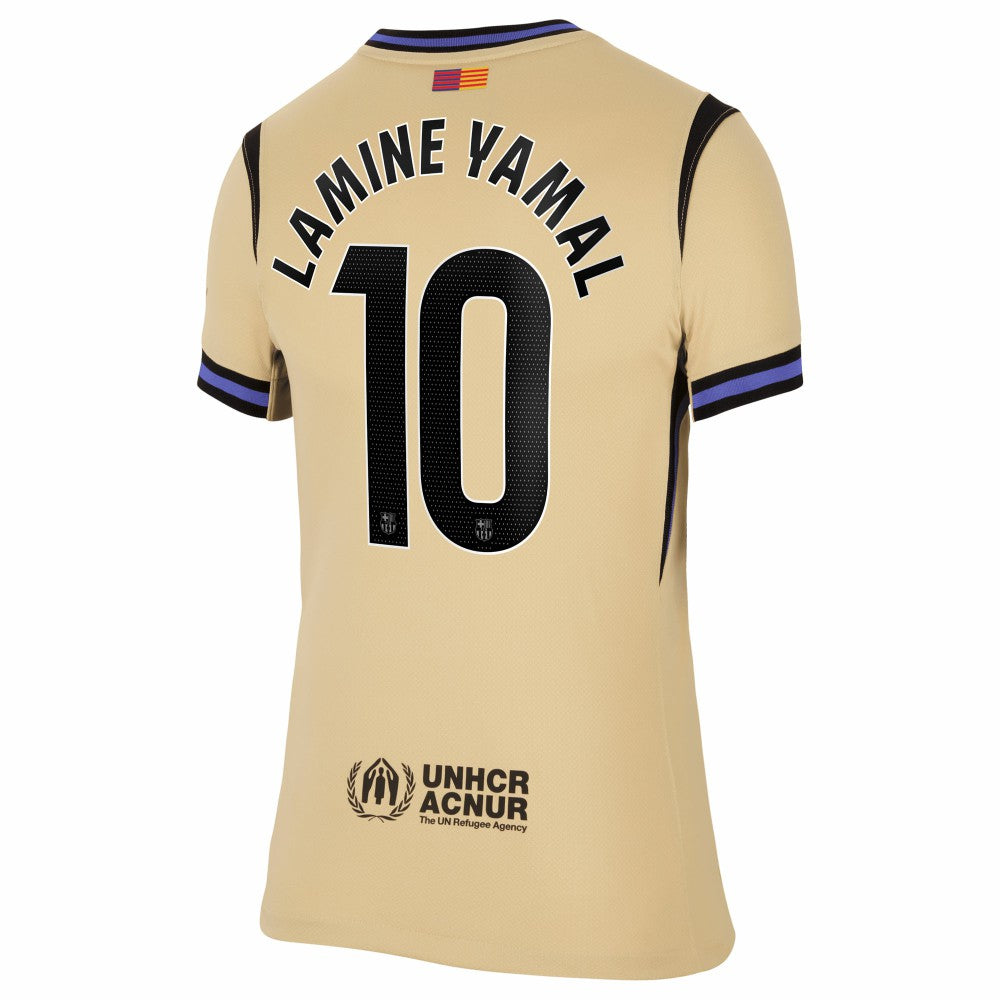 Lamine Yamal Barcelona Women's 2025/26 Away Stadium Replica Jersey Gold - Nike sale