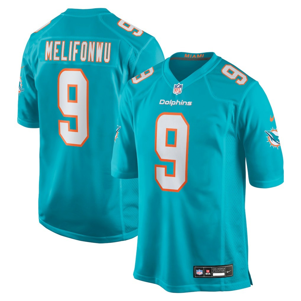 Nike Ifeatu Melifonwu Miami Dolphins Team Game Jersey Aqua