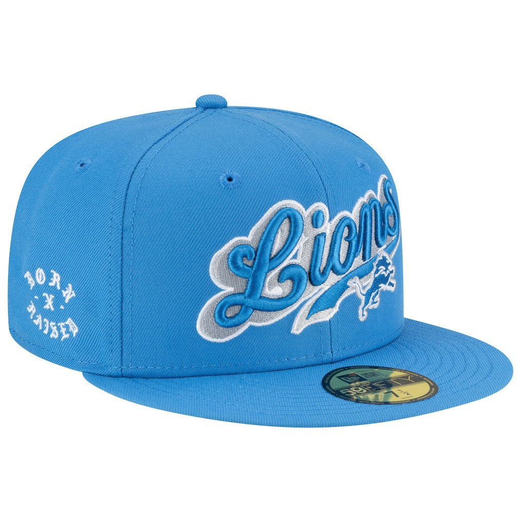 Detroit Lions New Era Born x Raised 59FIFTY Fitted Hat Blue