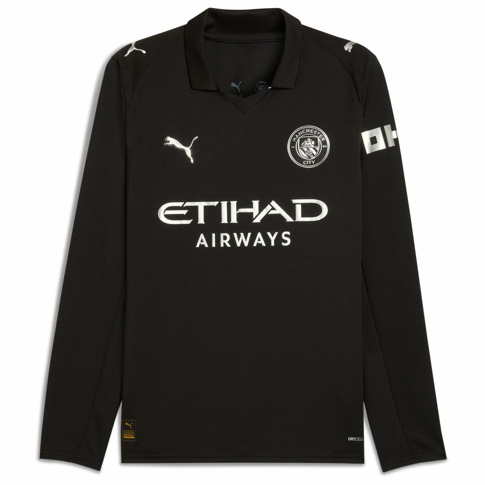 Erling Haaland Manchester City 2025/26 Away Replica Long Sleeve Player Jersey Black - Puma