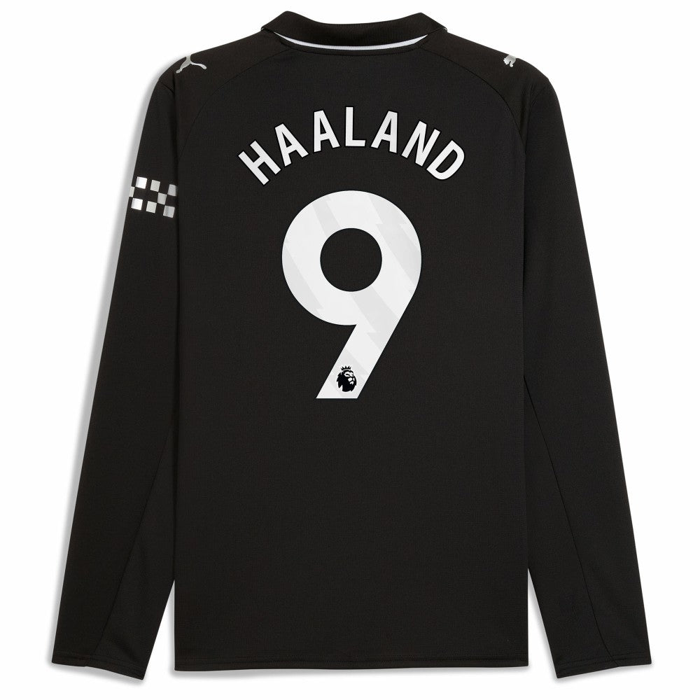 Erling Haaland Manchester City 2025/26 Away Replica Long Sleeve Player Jersey Black - Puma