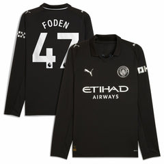 Phil Foden Manchester City Away 2025/26 Replica Long Sleeve Player Jersey Black - Puma outlet