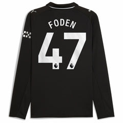 Phil Foden Manchester City Away 2025/26 Replica Long Sleeve Player Jersey Black - Puma outlet