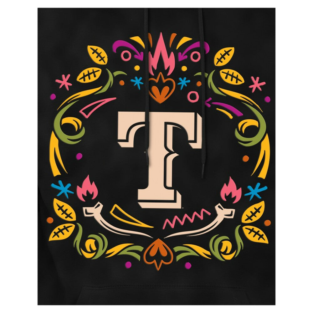 Texas Rangers New Era Día de los Muertos Brushed Fleece Hoodie - Black - New Era Lifestyle