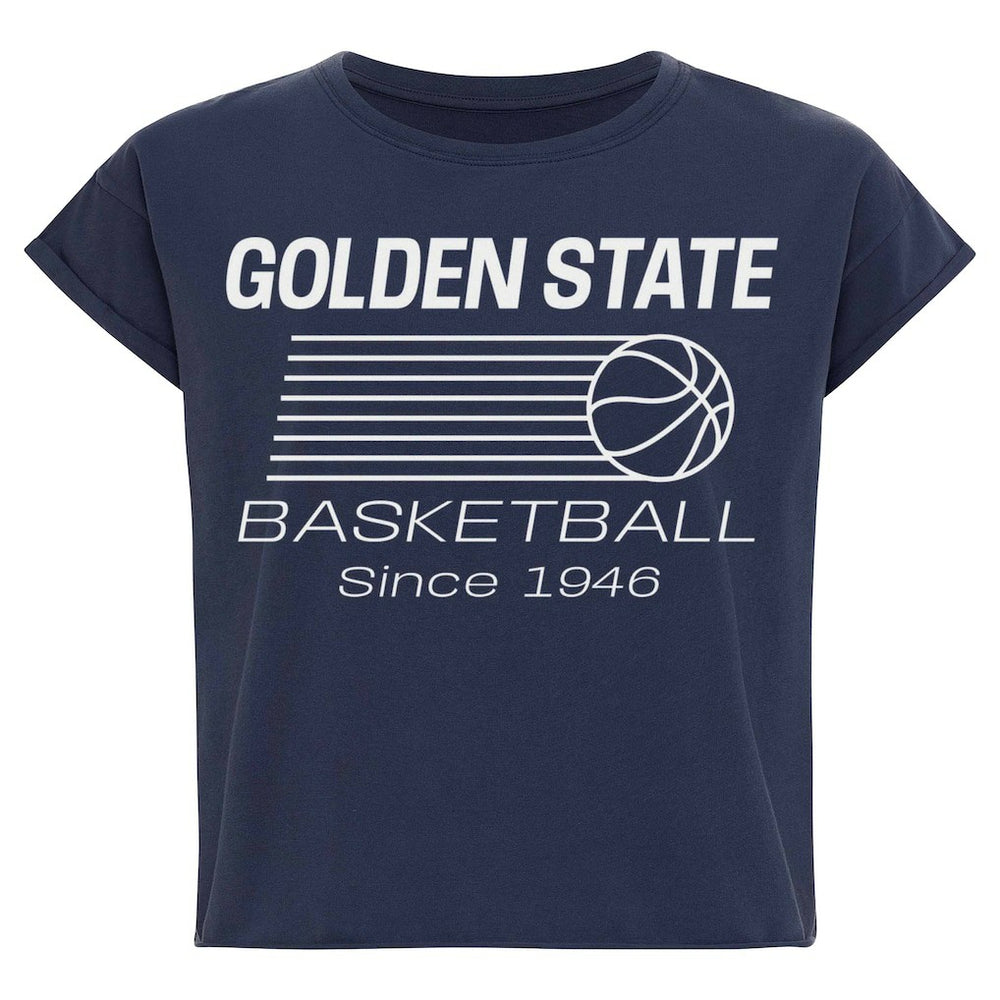 Golden State Warriors Sportiqe Women's Athletic Club Collection Alana Premium Cropped T-Shirt Blue