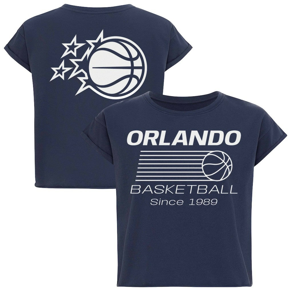 Orlando Magic Sportiqe Women's Athletic Club Collection Alana Premium Cropped T-Shirt Navy