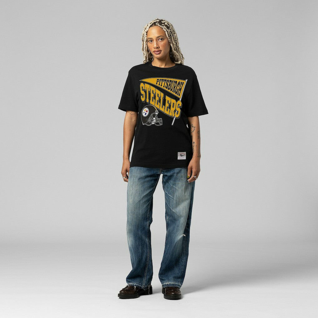 Mitchell & Ness Pittsburgh Steelers Women's Team Dynamic Boyfriend T-Shirt Black