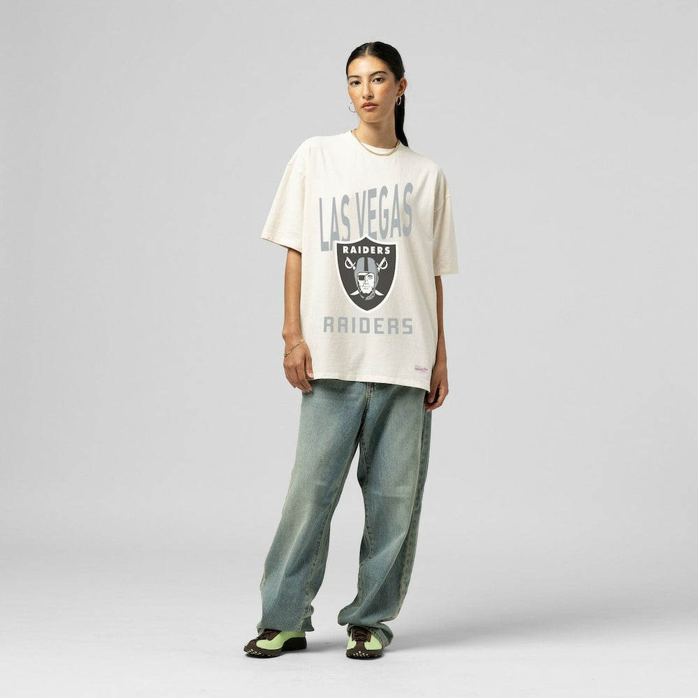 Mitchell & Ness Las Vegas Raiders Women's Logo Rise Boyfriend T-Shirt Cream
