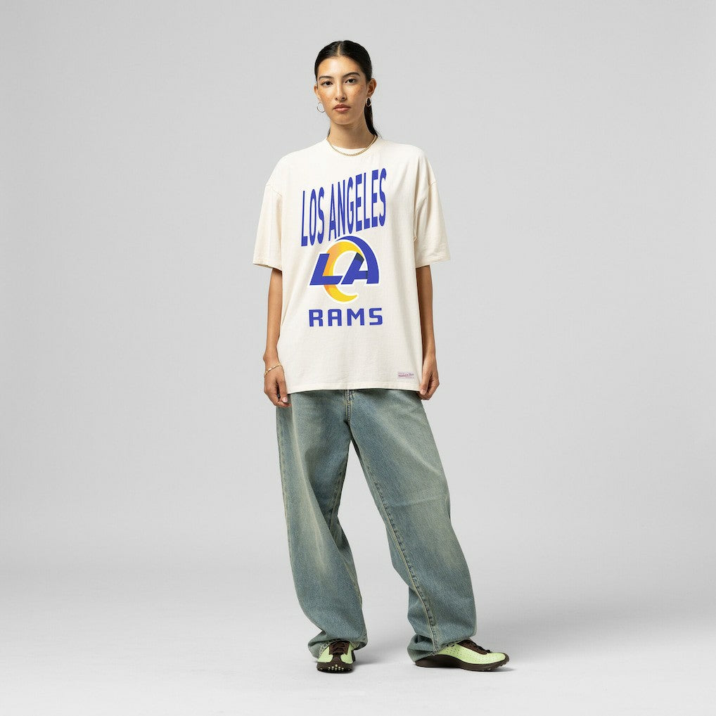Mitchell & Ness Los Angeles Rams Women's Logo Rise Boyfriend T-Shirt Cream