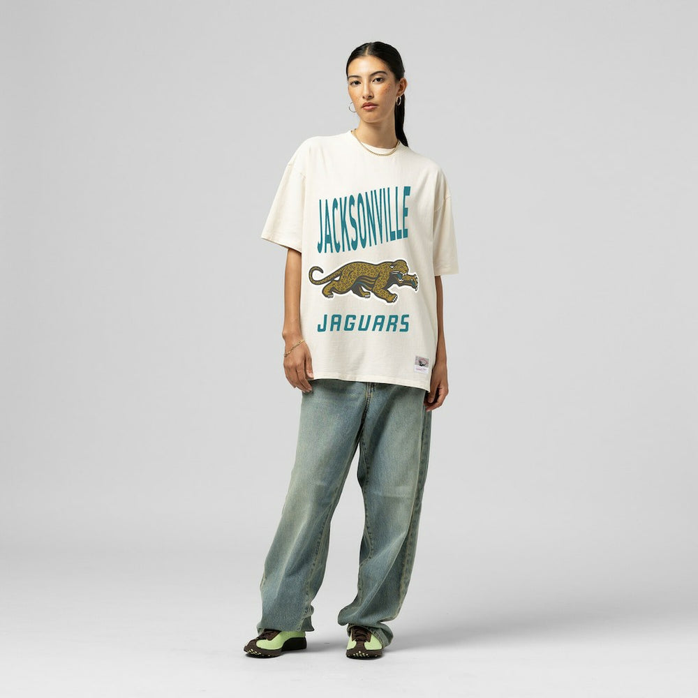 Mitchell & Ness Jacksonville Jaguars Women's Logo Rise Boyfriend T-Shirt Cream