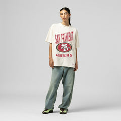 Mitchell & Ness San Francisco 49ers Women's Logo Rise Boyfriend T-Shirt Cream