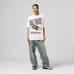Mitchell & Ness Baltimore Ravens Women's Logo Rise Boyfriend T-Shirt Cream