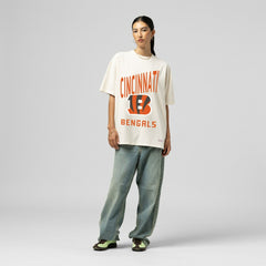 Mitchell & Ness Cincinnati Bengals Women's Logo Rise Boyfriend T-Shirt Cream