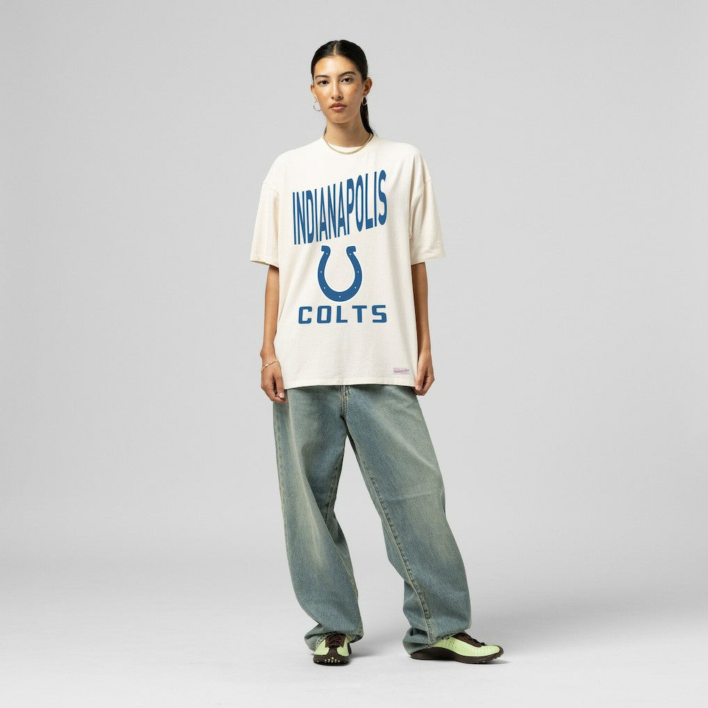 Mitchell & Ness Indianapolis Colts Women's Logo Rise Boyfriend T-Shirt Cream
