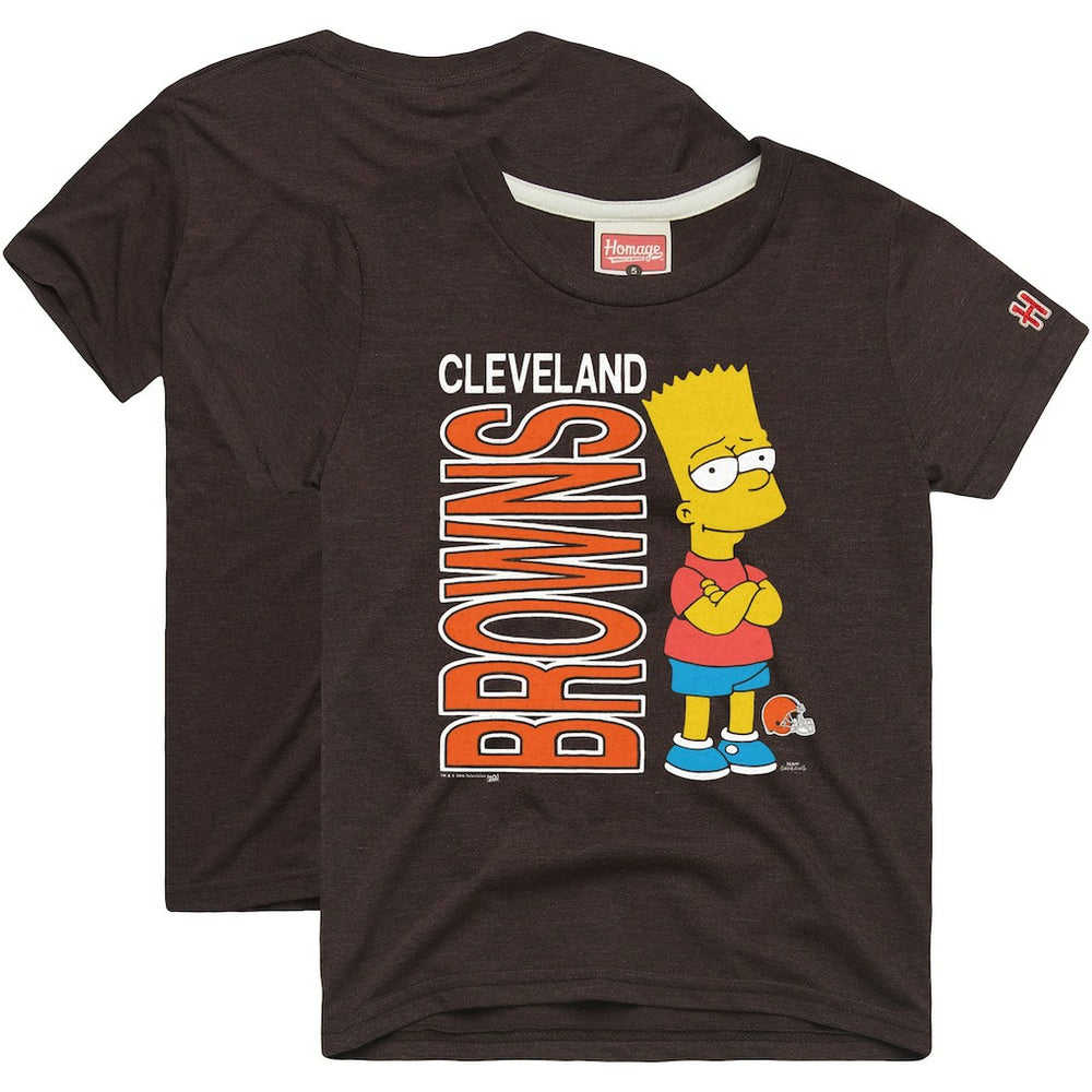 Cleveland Browns Homage x The Simpsons Unisex Tri-Blend T-Shirt Brown
