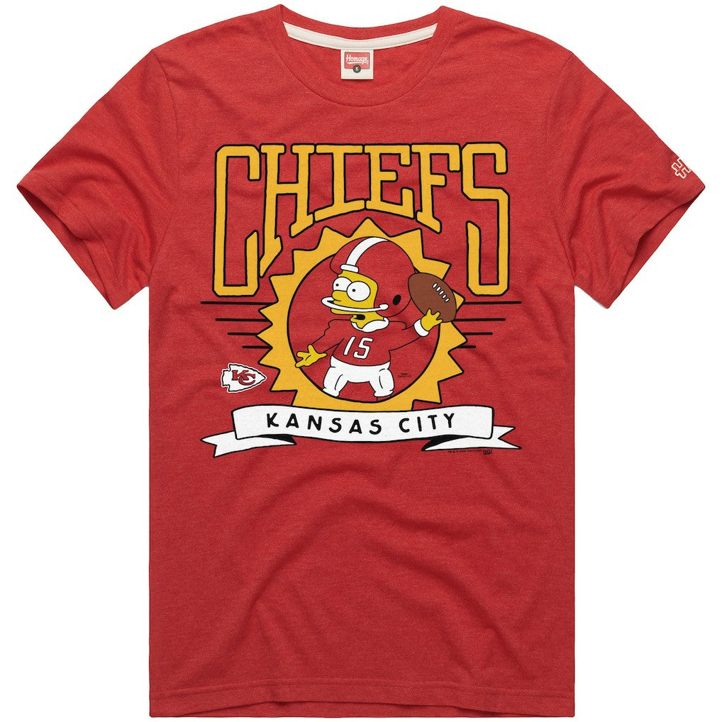 Kansas City Chiefs Homage x The Simpsons Unisex Tri-Blend T-Shirt Red