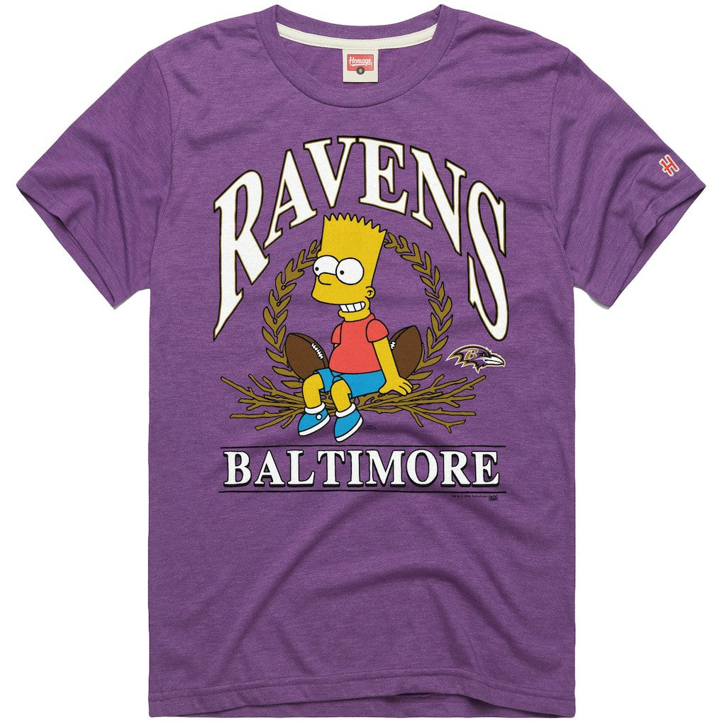 Baltimore Ravens Homage x The Simpsons Unisex Tri-Blend T-Shirt Purple