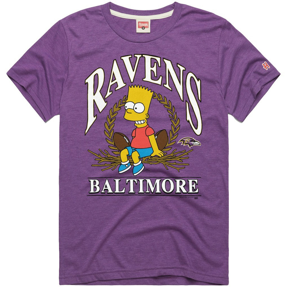 Baltimore Ravens Homage x The Simpsons Unisex Tri-Blend T-Shirt Purple