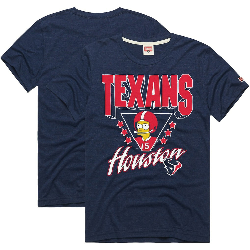 Houston Texans Homage x The Simpsons Unisex Tri-Blend T-Shirt Navy