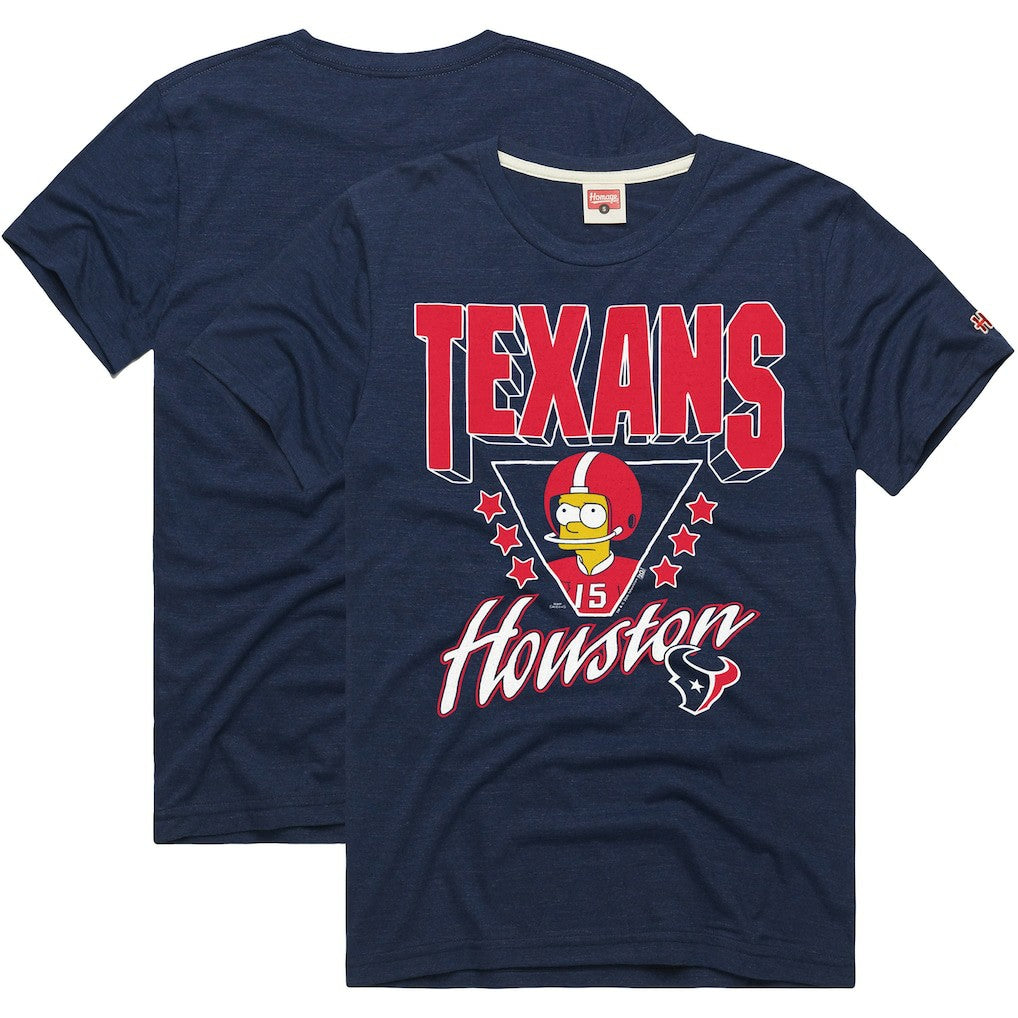 Houston Texans Homage x The Simpsons Unisex Tri-Blend T-Shirt Navy