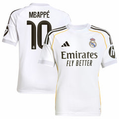 Kylian Mbappé Real Madrid Youth 2025/26 Home Replica Player Jersey White - Adidas