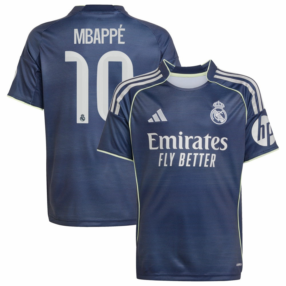 Kylian Mbappé Real Madrid Youth 2025/26 Away Replica Player Jersey Blue - Adidas
