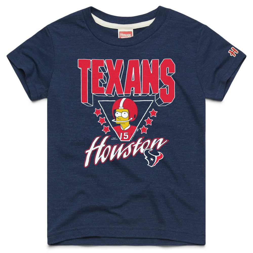 Houston Texans Homage x The Simpsons Youth Tri-Blend T-Shirt Navy