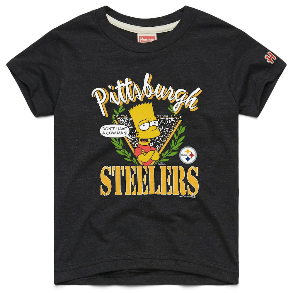 Pittsburgh Steelers Homage x The Simpsons Youth Tri-Blend T-Shirt Black