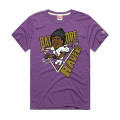 Lamar Jackson Baltimore Ravens Homage Unisex Caricature Player Graphic Tri-Blend T-Shirt Purple