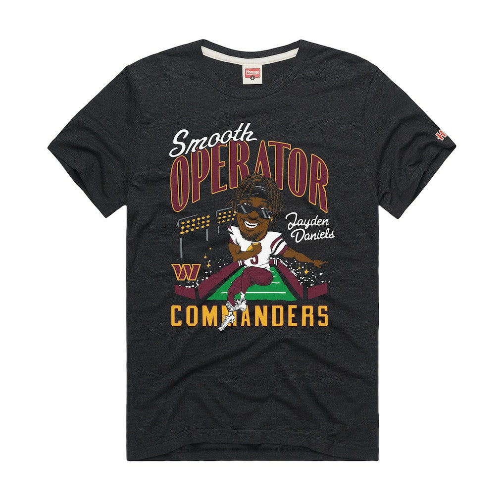 Jayden Daniels Washington Commanders Homage Unisex Caricature Player Graphic Tri-Blend T-Shirt Charcoal